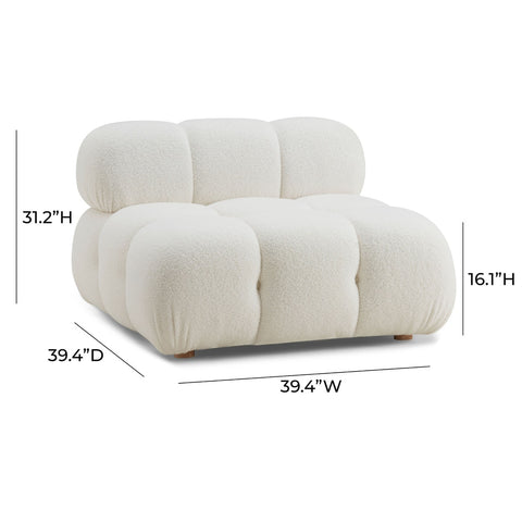 Calliope Cream Vegan Shearling Modular Armless Chair Model: TOV-S68920