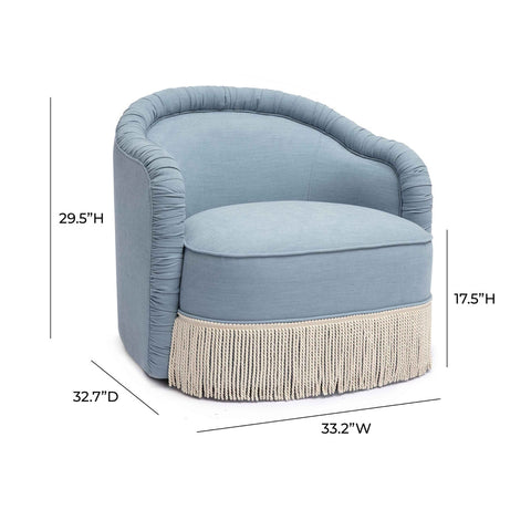 Pamela Faded Blue Upcycled Fabric Tassel Lounge Chair Model: TOV-S68983