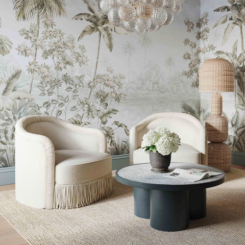 Pamela Cream Boucle Tassel Lounge Chair Model: TOV-S68984