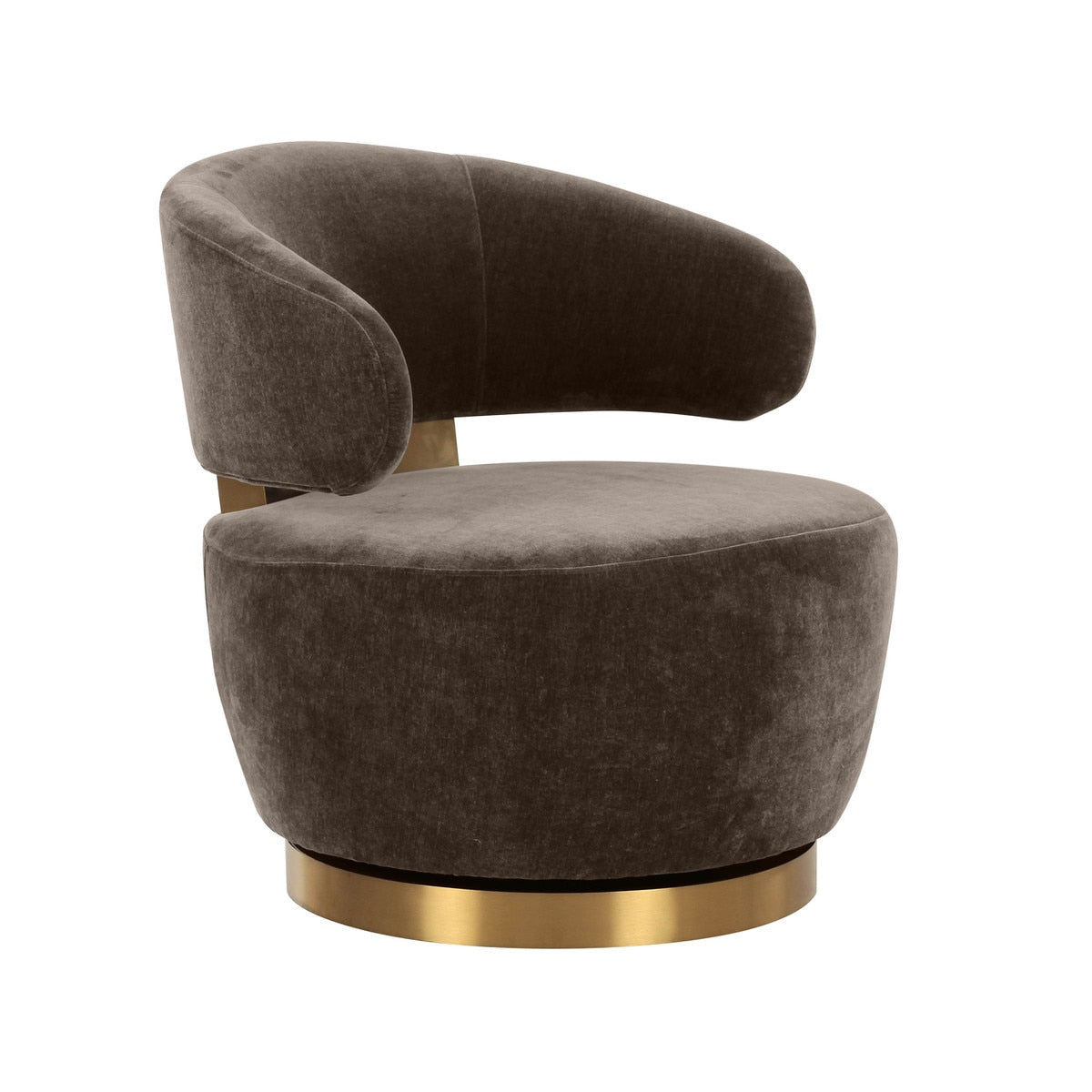 Austin Chocolate Brown Upcycled Fabric Swivel Chair Model: TOV-S68990
