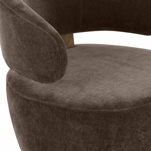 Austin Chocolate Brown Upcycled Fabric Swivel Chair Model: TOV-S68990