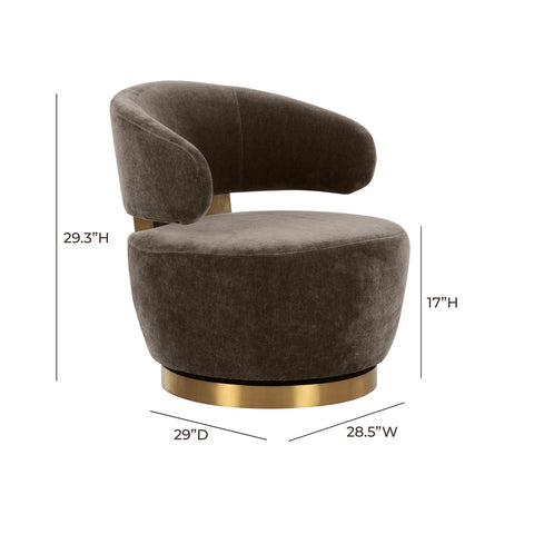 Austin Chocolate Brown Upcycled Fabric Swivel Chair Model: TOV-S68990