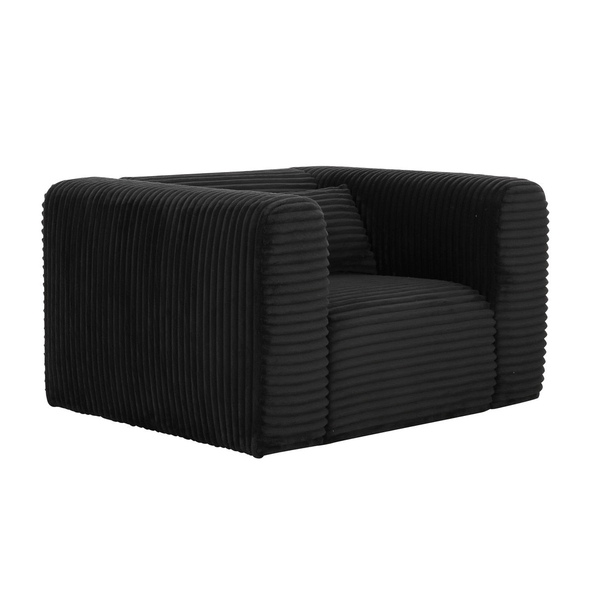 Tarra Fluffy Oversized Black Corduroy Armchair Model: TOV-S69011