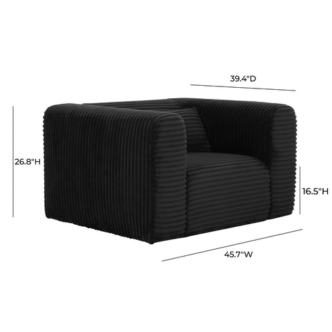 Tarra Fluffy Oversized Black Corduroy Armchair Model: TOV-S69011