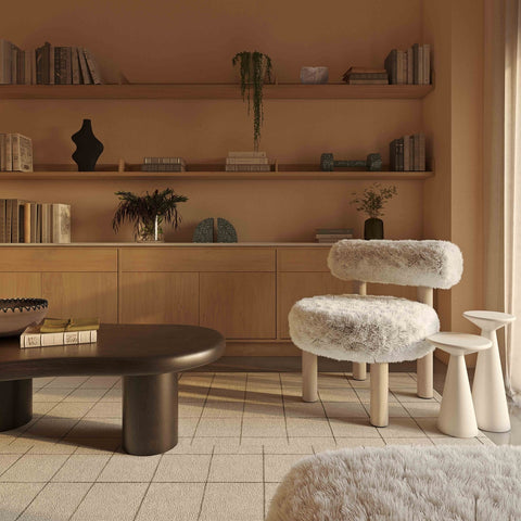 Carmel Natural Vegan Shearling Accent Chair Model: TOV-S69030