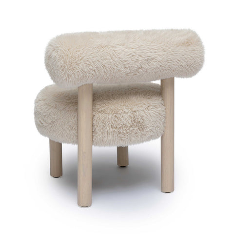 Carmel Natural Vegan Shearling Accent Chair Model: TOV-S69030