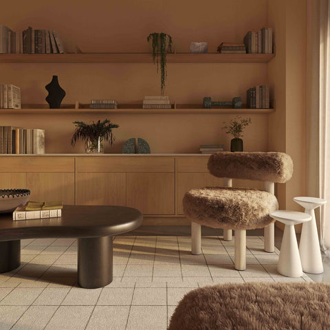 Carmel Dark Taupe Vegan Shearling Accent Chair Model: TOV-S69031