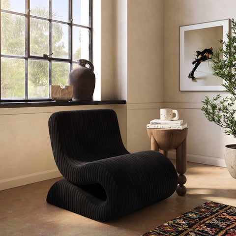 Senna Black Oversized Corduroy Accent Chair Model: TOV-S69039