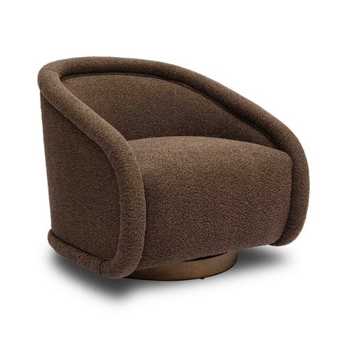 Rory Chocolate Brown Boucle Swivel Chair Model: TOV-S69069