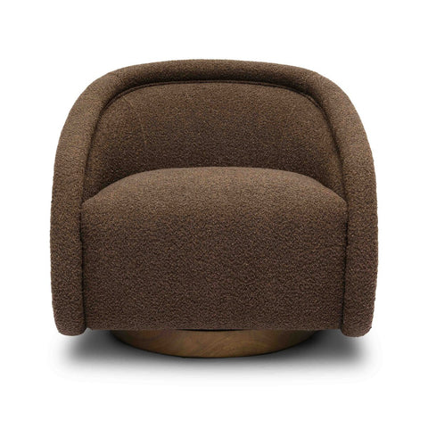 Rory Chocolate Brown Boucle Swivel Chair Model: TOV-S69069