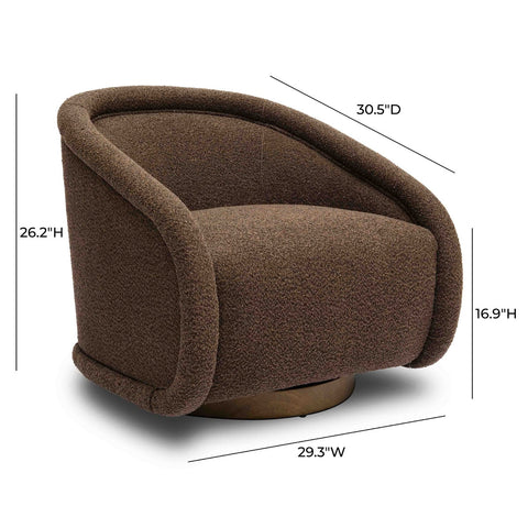 Rory Chocolate Brown Boucle Swivel Chair Model: TOV-S69069