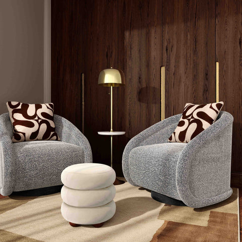 Rory Grey Boucle Swivel Chair Model: TOV-S69070