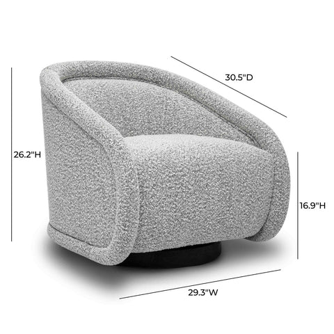 Rory Grey Boucle Swivel Chair Model: TOV-S69070