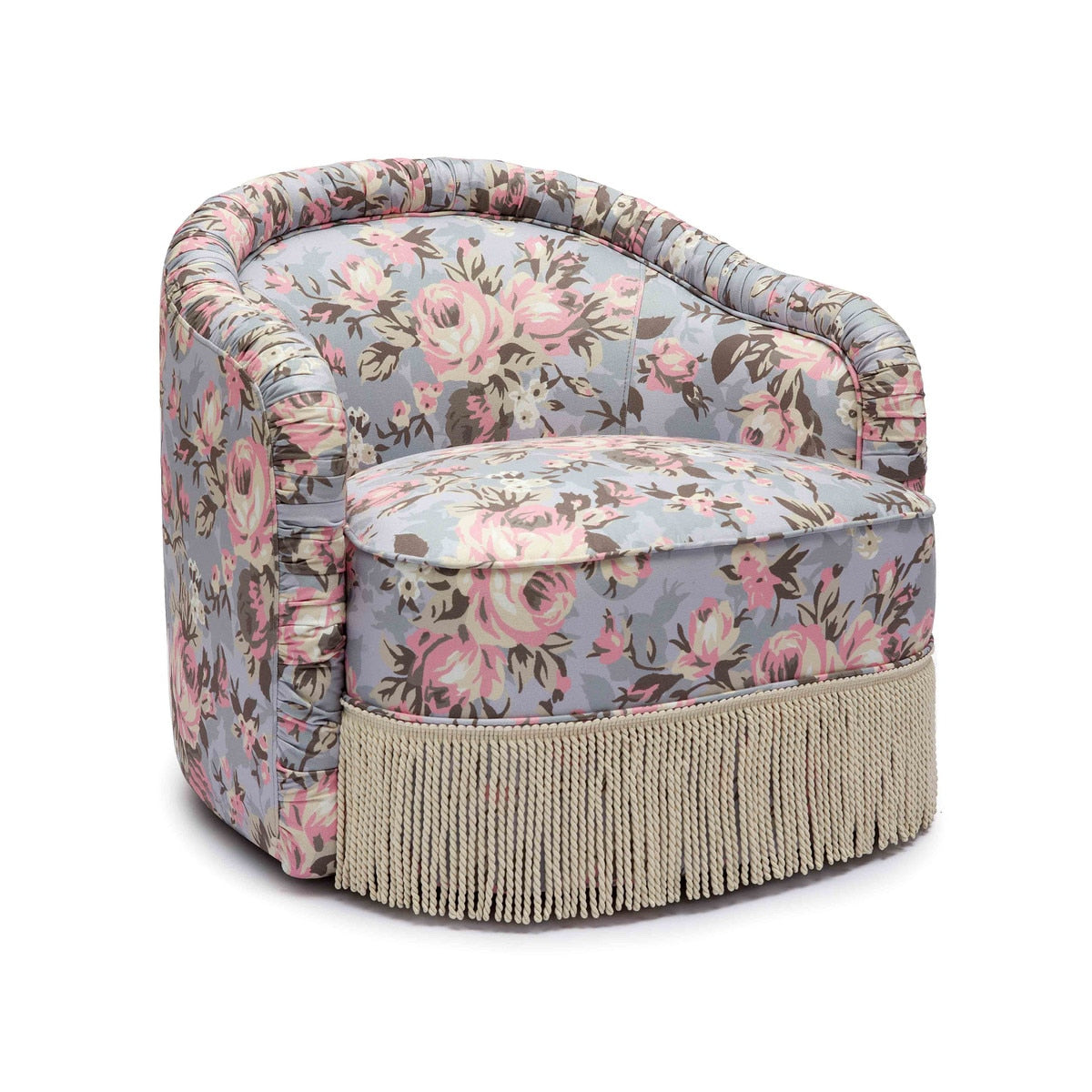 Pamela Spring Floral Print Tasseled Lounge Chair Model: TOV-S69127