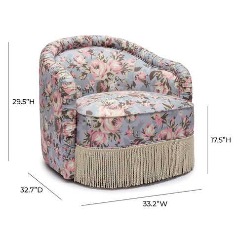 Pamela Spring Floral Print Tasseled Lounge Chair Model: TOV-S69127