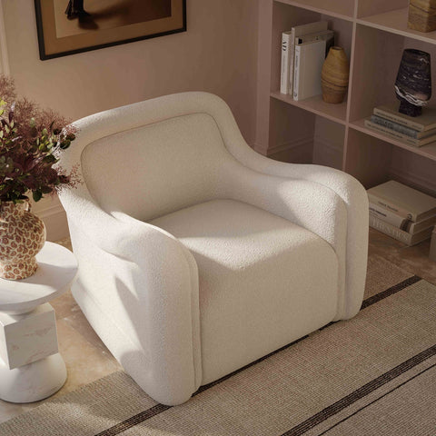 Charli Cream Boucle Swivel Chair Model: TOV-S69188