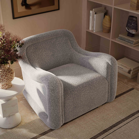 Charli Grey Boucle Swivel Chair Model: TOV-S69189