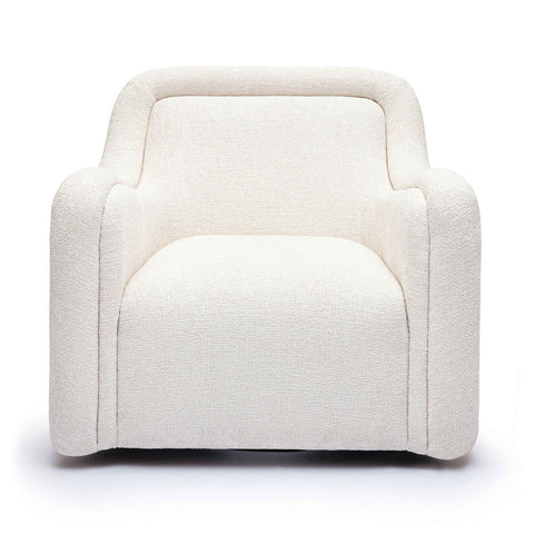 Charli Cream Basketweave Chenille Swivel Chair Model: TOV-S69242