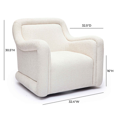 Charli Cream Basketweave Chenille Swivel Chair Model: TOV-S69242