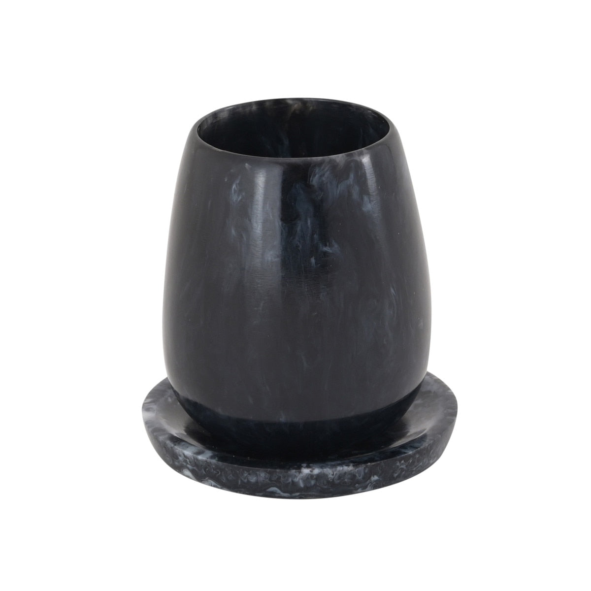 Rounded Black Swirl Resin Kiddush Cup Model: TOV-T18616