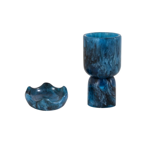 Platform Blue Swirl Resin Kiddush Cup Model: TOV-T18618