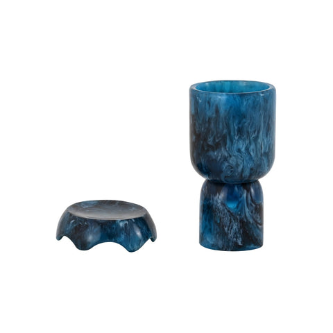 Platform Blue Swirl Resin Kiddush Cup Model: TOV-T18618