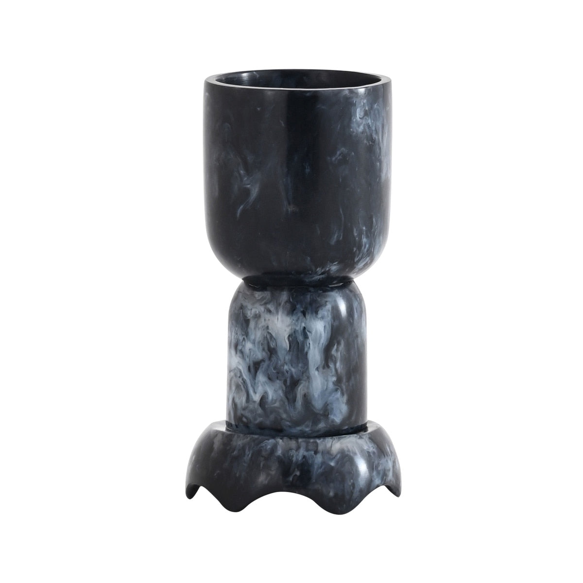 Platform Black Swirl Resin Kiddush Cup Model: TOV-T18619