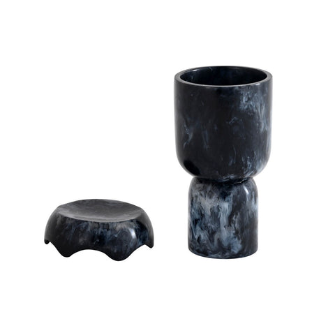 Platform Black Swirl Resin Kiddush Cup Model: TOV-T18619