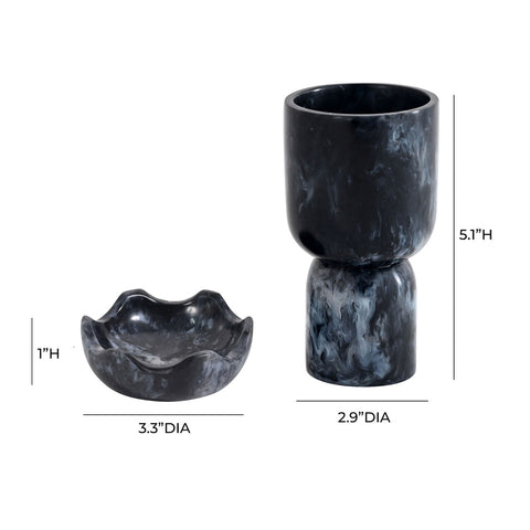 Platform Black Swirl Resin Kiddush Cup Model: TOV-T18619