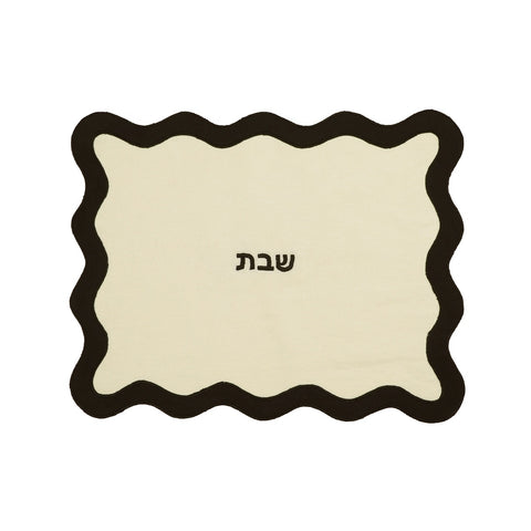 TOV Cream & Black Wavy Challah Cover Model: TOV-T18651