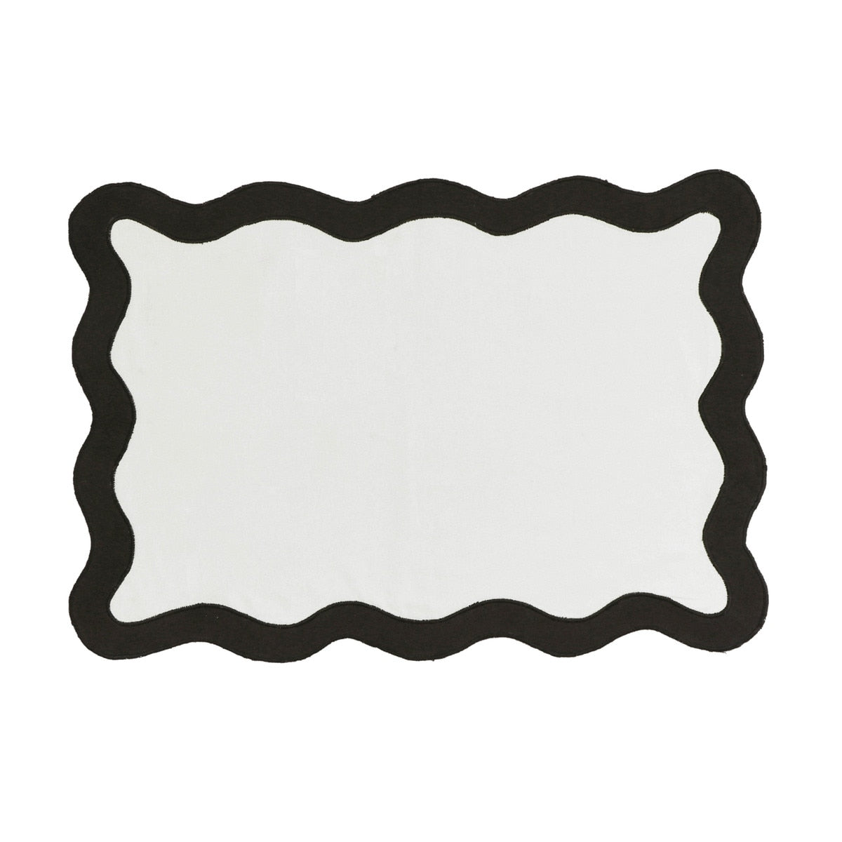 Scalloped Edge Black and White Cotton Placemat - Set of 4 Model: TOV-T18677