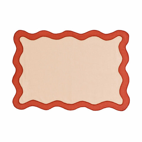 Scalloped Edge Rust and Orange Cotton Placemat - Set of 4 Model: TOV-T18678