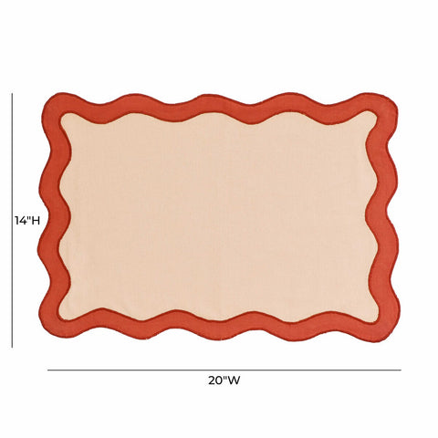 Scalloped Edge Rust and Orange Cotton Placemat - Set of 4 Model: TOV-T18678