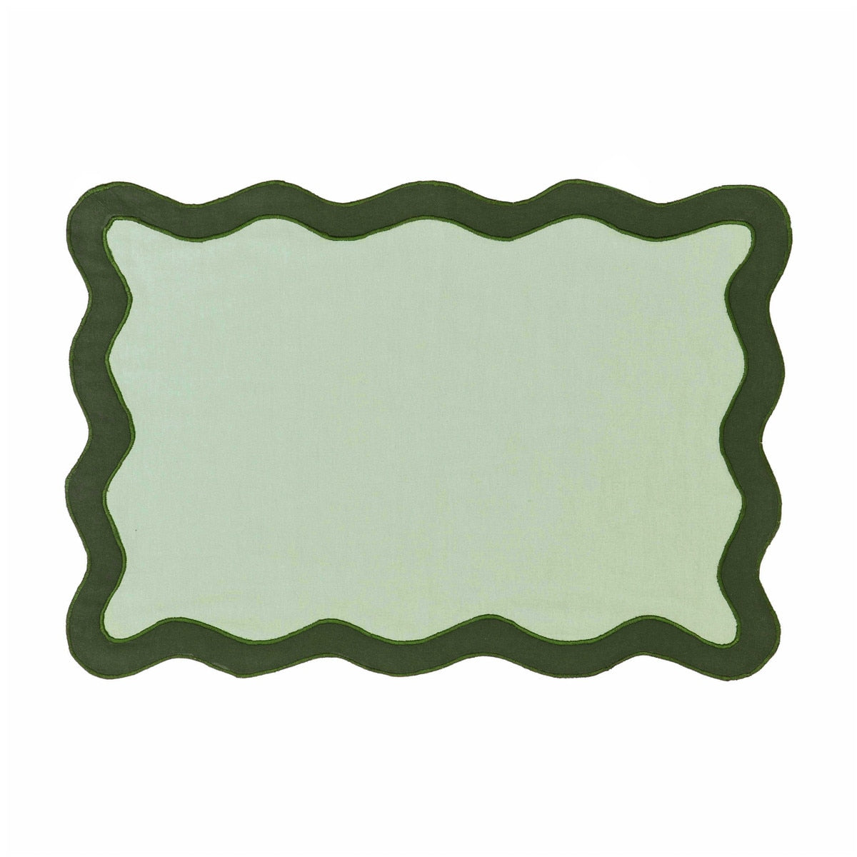 Scalloped Edge Olive Green Cotton Placemat - Set of 4 Model: TOV-T18679
