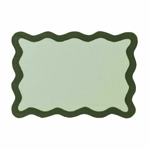 Scalloped Edge Olive Green Cotton Placemat - Set of 4 Model: TOV-T18679