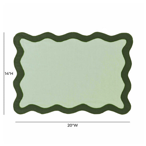 Scalloped Edge Olive Green Cotton Placemat - Set of 4 Model: TOV-T18679