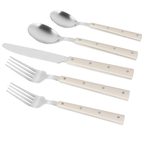 Soline Cream and Stainless Steel Flatware - Set of 20 Pieces Model: TOV-T54288-SET