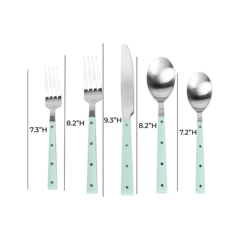 Soline Mint and Stainless Steel Flatware - Set of 20 Pieces Model: TOV-T54289-SET