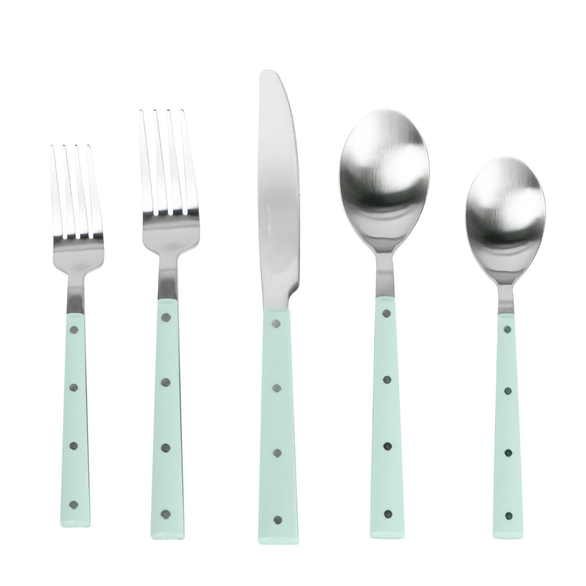 Soline Mint and Stainless Steel Flatware - Set of 5 Pieces Model: TOV-T54289