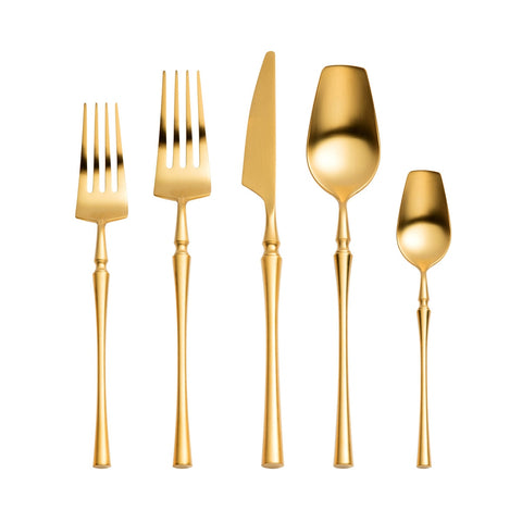 Millie Brushed Gold Stainless Steel Flatware - Set of 20 Pieces Model: TOV-T54291-SET