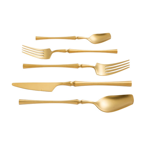 Millie Brushed Gold Stainless Steel Flatware - Set of 20 Pieces Model: TOV-T54291-SET