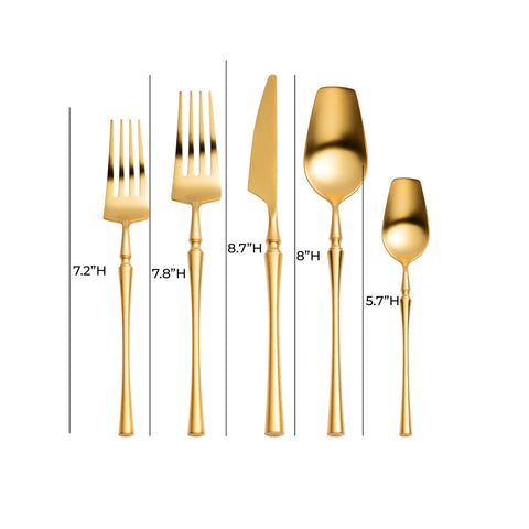 Millie Brushed Gold Stainless Steel Flatware - Set of 5 Pieces Model: TOV-T54291