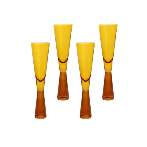 Flute Amber Champagne Glasses - Set of 4 Model: TOV-T68857