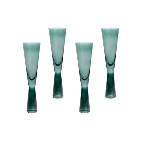 Flute Green Champagne Glasses - Set of 4 Model: TOV-T68858