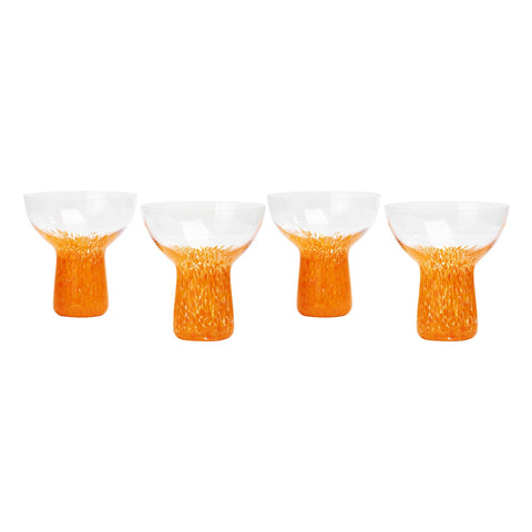 Dottie Clear Orange Dots Cocktail Glass - Set of 4 Model: TOV-T68871