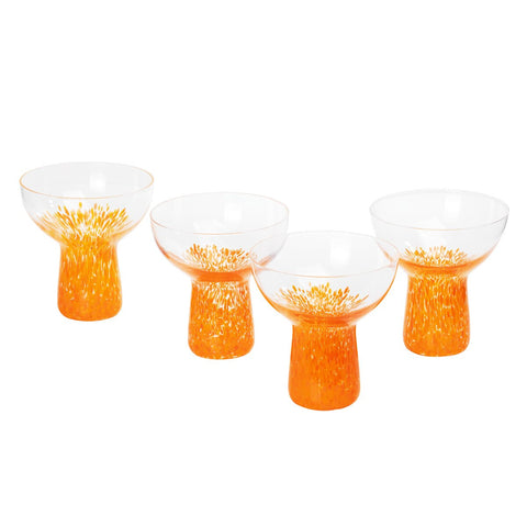 Dottie Clear Orange Dots Cocktail Glass - Set of 4 Model: TOV-T68871