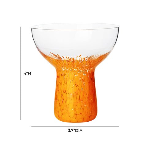 Dottie Clear Orange Dots Cocktail Glass - Set of 4 Model: TOV-T68871