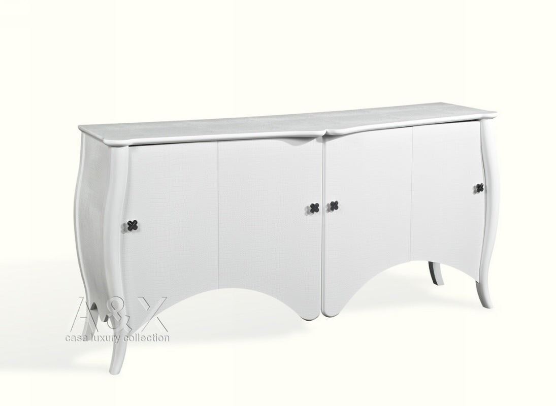 A&X Sybilla Transitional White Crocodile Lacquer Buffet Model VGUNAC638-180