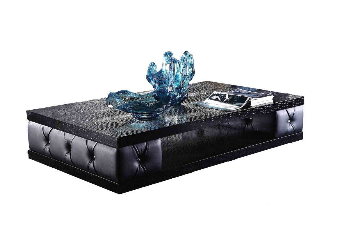 A&X Cecily Transitional Black Leather With Crystals Coffee Table Model VGUNAK869-160