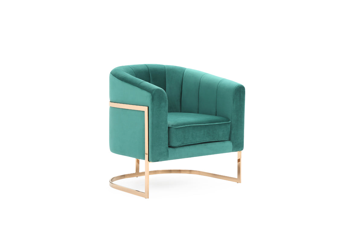 Modrest Trask Modern Green Velvet & Rosegold Accent Chair By VIG Furniture